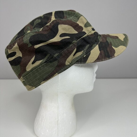 Cameo Women's Green Tan Camouflage Theme Military Cotton Canvas Fitted Hat S/M - Picture 1 of 12